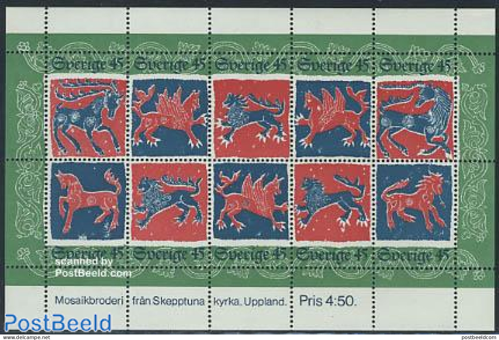 Sweden 1974 Christmas 10v M/s, Mint NH, Nature - Religion - Deer - Christmas - Unused Stamps