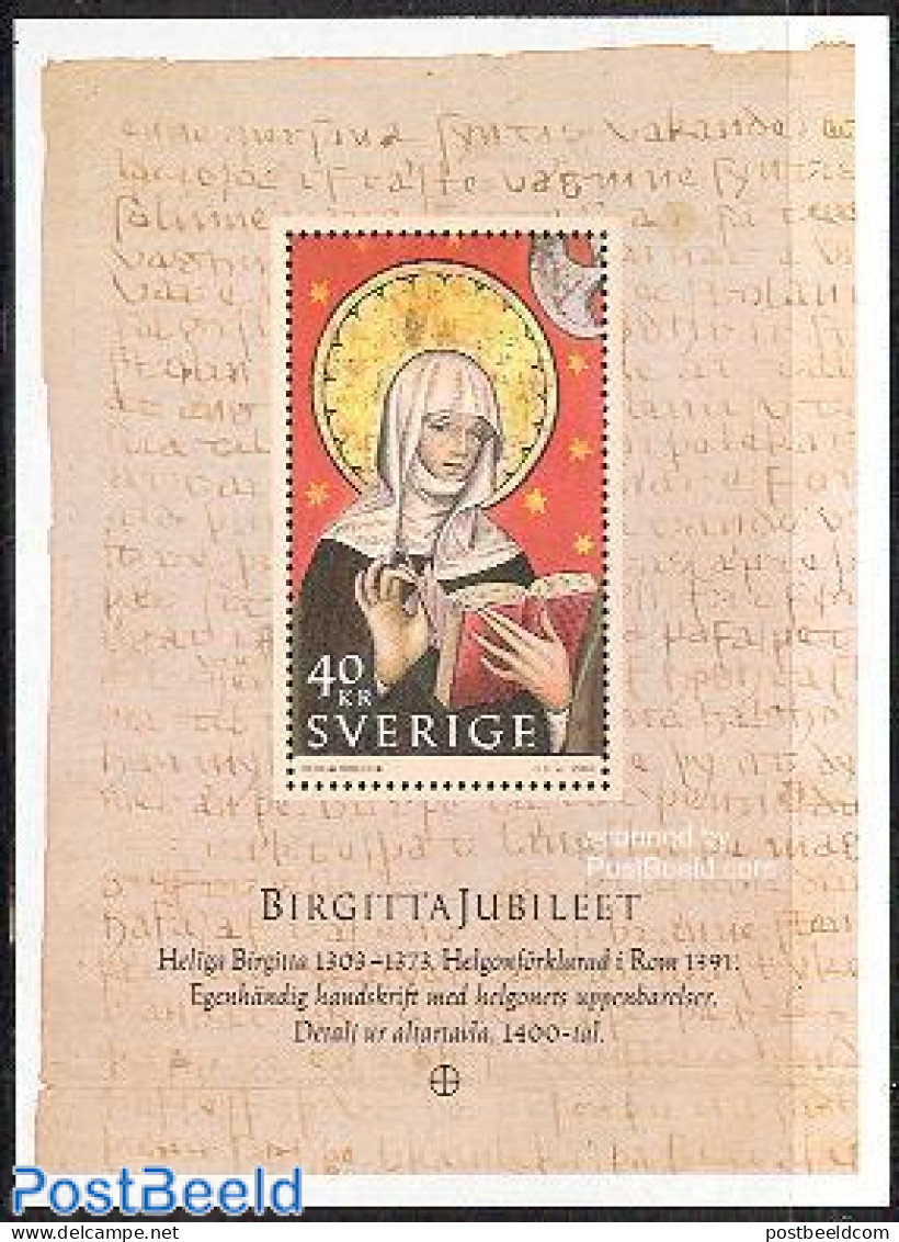 Sweden 2003 St Bridget S/s, Mint NH, Religion - Religion - Art - Books - Handwriting And Autographs - Unused Stamps