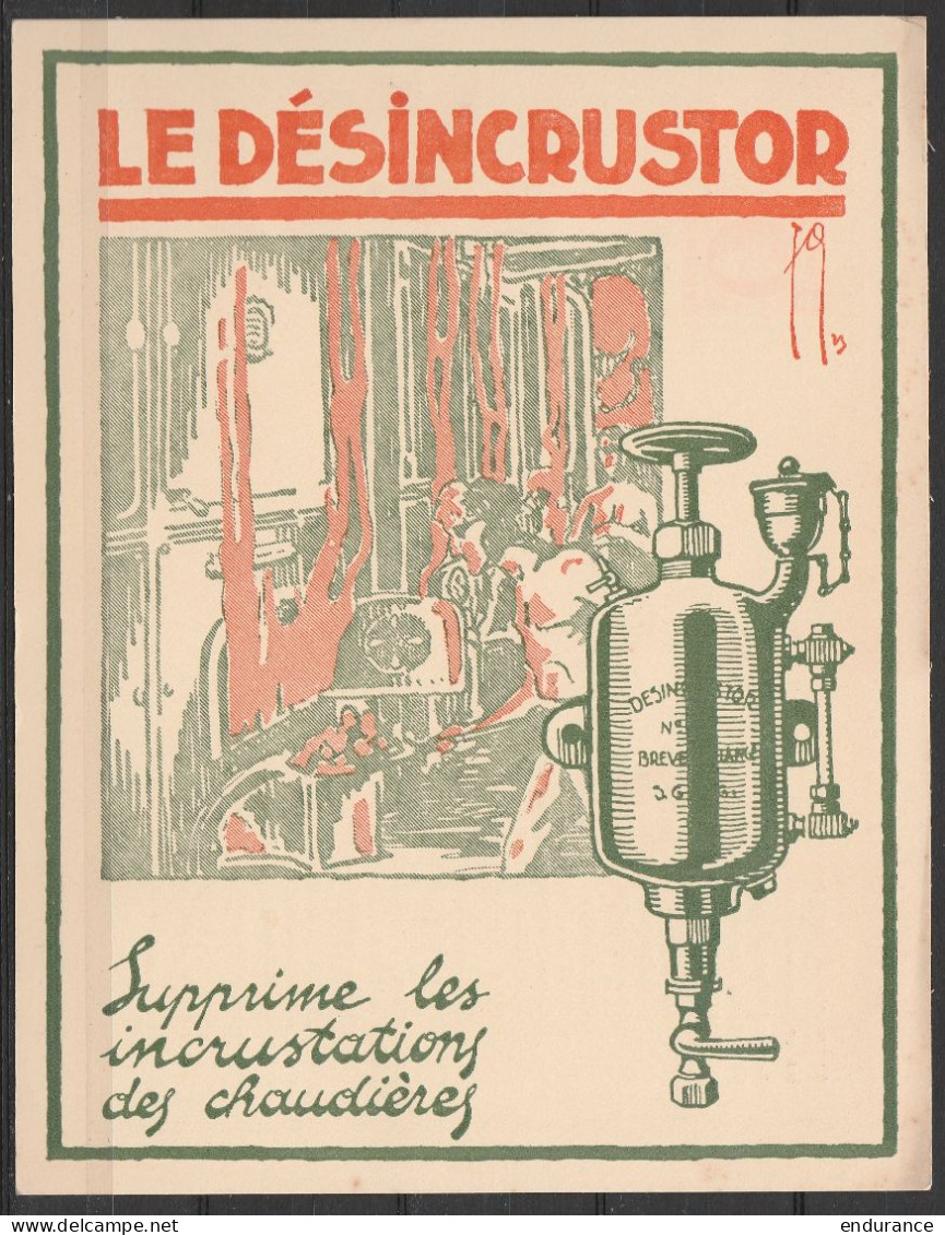 Pub Désincrustor (pour Chaudières) Affr. PREO Houyoux 3c 1924 Pour Verreries Et Gobleteries Nouvelles à MANAGE - Typos 1922-31 (Houyoux)