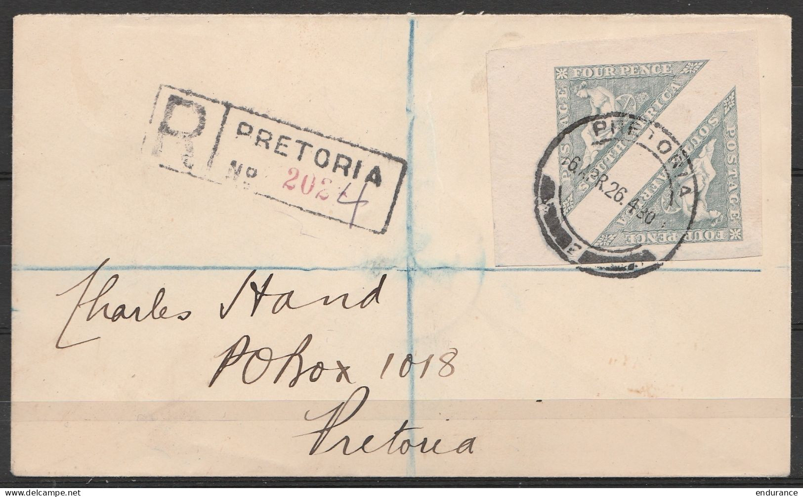 Afrique Du Sud - L. Recommandée Affr. 2x4d Càd PRETORIA /16 APR.1926 Pour E/V - Lettres & Documents