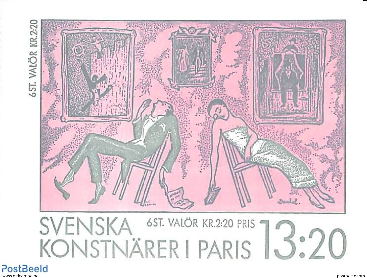 Sweden 1988 Artists 6v In Booklet, Mint NH, Nature - Various - Cats - Dogs - Poultry - Stamp Booklets - Toys & Childre.. - Nuevos