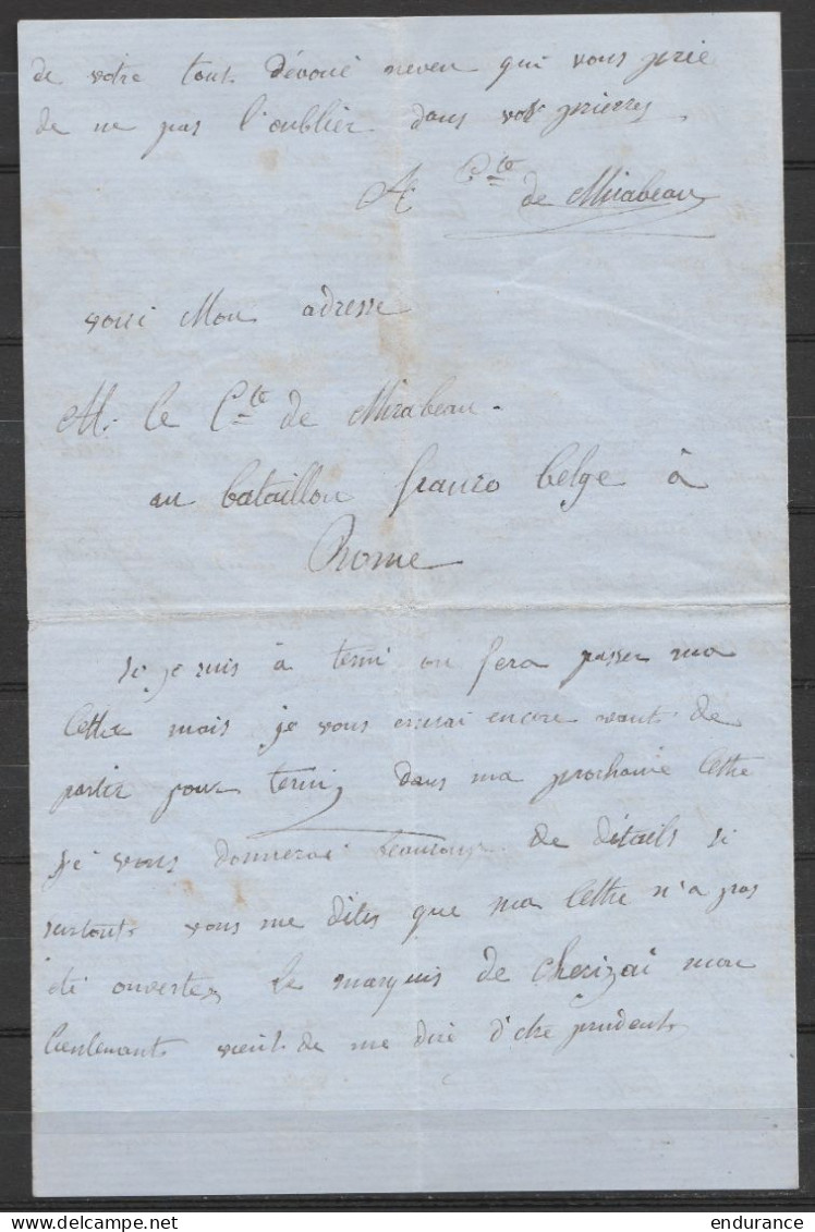 RRRR !!! L. 1860 Du Comte De Mirabeau Bataillon Franco-belge à ROME (engagé Dans Les Zouaves Pontificaux Contre Les "Che - 1849-1876: Klassik