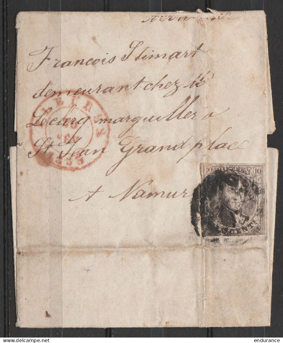 L. Datée 18 Février 1853 De Lambusart Affr. N°6 Càd LIEGE /20 FEV 1853 Pour NAMUR (au Dos: Càd Arrivée NAMUR) - 1851-1857 Medaillons (6/8)