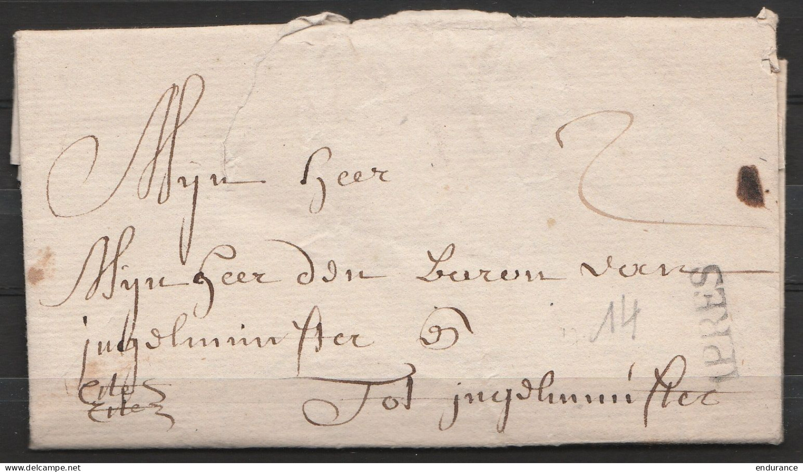 L. Exprès (cito Cito) Datée 5 Décembre 1764 De YPRES Pour Baron D'INGELMUNSTER - Griffe "IPRES" - Port "2" - 1714-1794 (Pays-Bas Autrichiens)