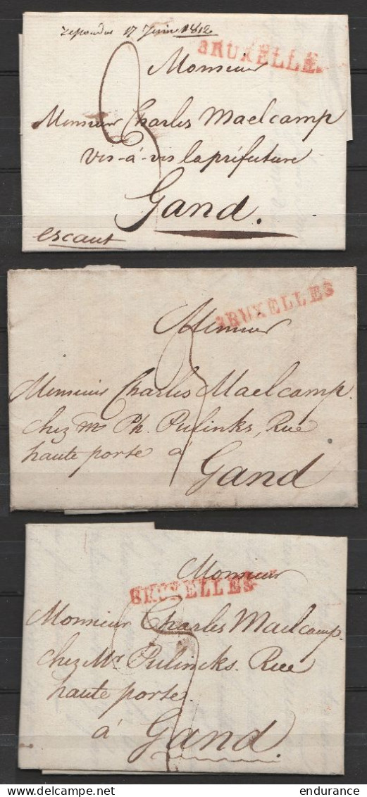 Lot De 6 Lettres Datées Entre 1812 Et 1818 De BRUXELLES - Voir Griffes "BRUSSEL" & "BRUXELLES" - Voir Scans - 1815-1830 (Hollandse Tijd)