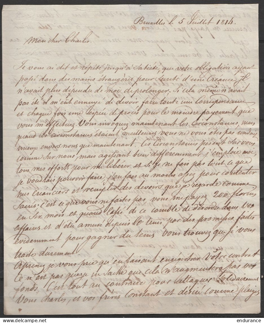 Lot De 6 Lettres Datées Entre 1812 Et 1818 De BRUXELLES - Voir Griffes "BRUSSEL" & "BRUXELLES" - Voir Scans - 1815-1830 (Periodo Holandes)
