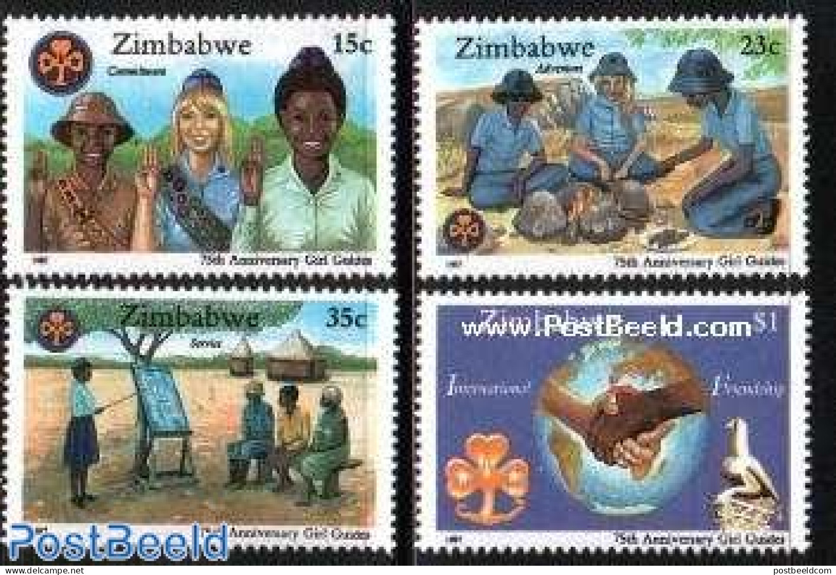 Zimbabwe 1987 Girl Guides 4v, Mint NH, Sport - Various - Scouting - Globes - Maps - Geographie
