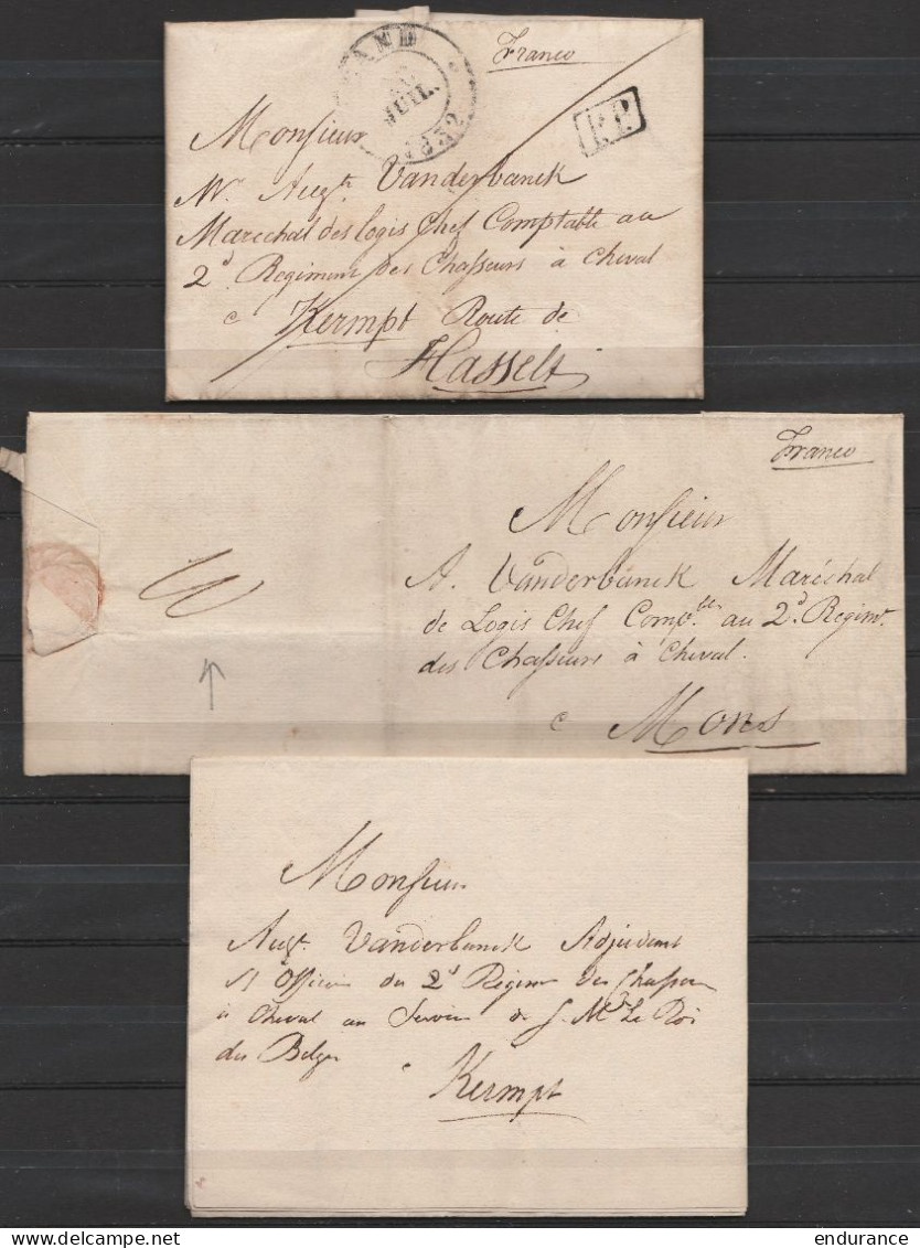 Lot De 5 Lettres Datée 1832 De GAND De Parents à Leur Fils Militaire Au Régiment De Chasseurs à Cheval à KERMT, ERPS Et  - 1830-1849 (Belgique Indépendante)