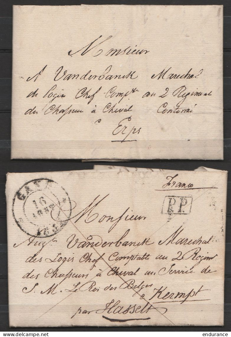 Lot De 5 Lettres Datée 1832 De GAND De Parents à Leur Fils Militaire Au Régiment De Chasseurs à Cheval à KERMT, ERPS Et  - 1830-1849 (Unabhängiges Belgien)