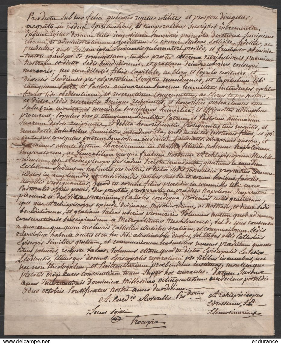 L. Datée 18 Août 1814 Signée De L'Evêque De Liège à PARIS Pour Chanoine De La Cathédrale De Liège - Griffe "PORT PAYE" + - 1794-1814 (Franse Tijd)