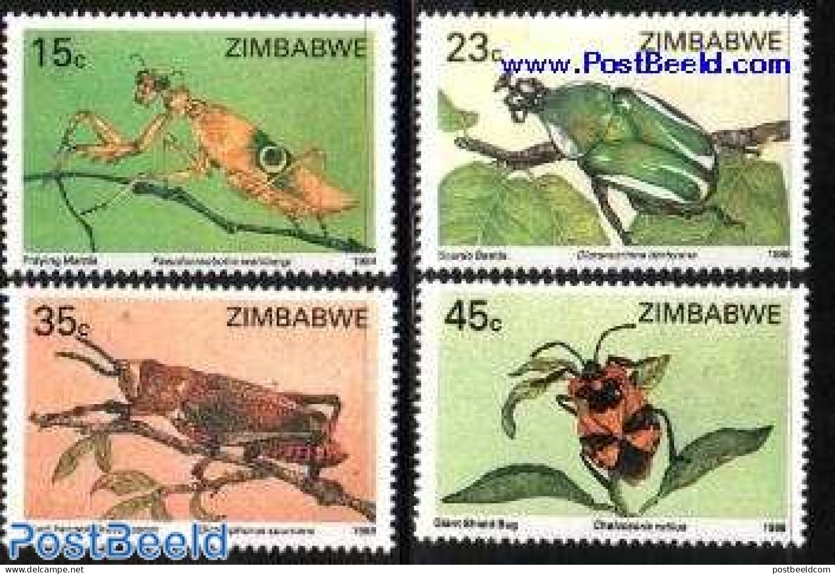 Zimbabwe 1988 Insects 4v, Mint NH, Nature - Insects - Zimbabwe (1980-...)