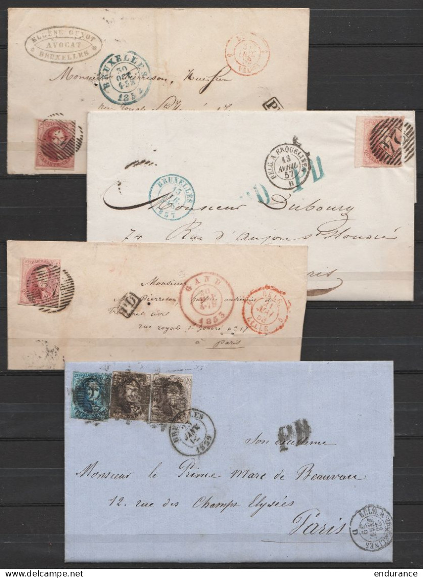 Lot 17 Lettres Chemin De Fer Hainaut & Flandres De BRUXELLES, GAND Et MONS Pour PARIS - Affr.N°7;8;…12A - Entre 1852 Et  - 1858-1862 Medallions (9/12)