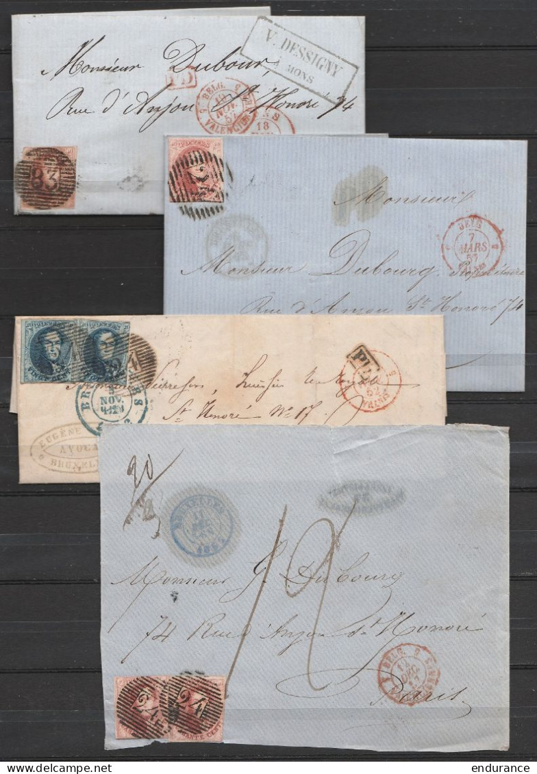 Lot 17 Lettres Chemin De Fer Hainaut & Flandres De BRUXELLES, GAND Et MONS Pour PARIS - Affr.N°7;8;…12A - Entre 1852 Et  - 1858-1862 Medaillons (9/12)
