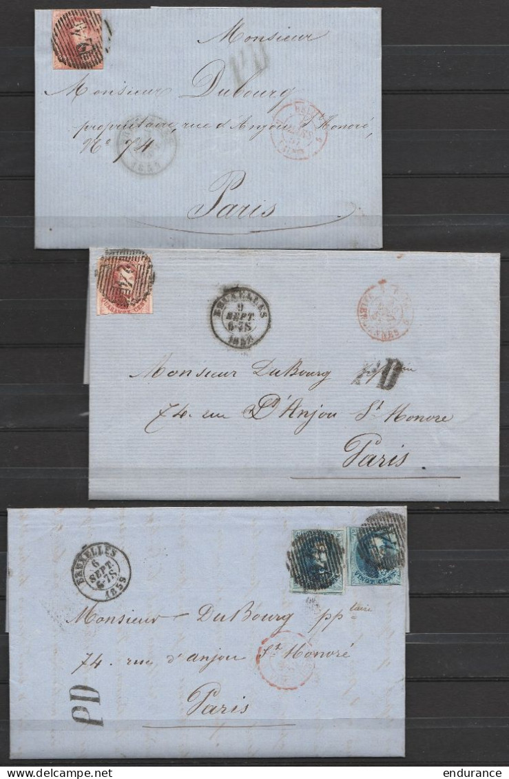 Lot 17 Lettres Chemin De Fer Hainaut & Flandres De BRUXELLES, GAND Et MONS Pour PARIS - Affr.N°7;8;…12A - Entre 1852 Et  - 1858-1862 Medaillons (9/12)