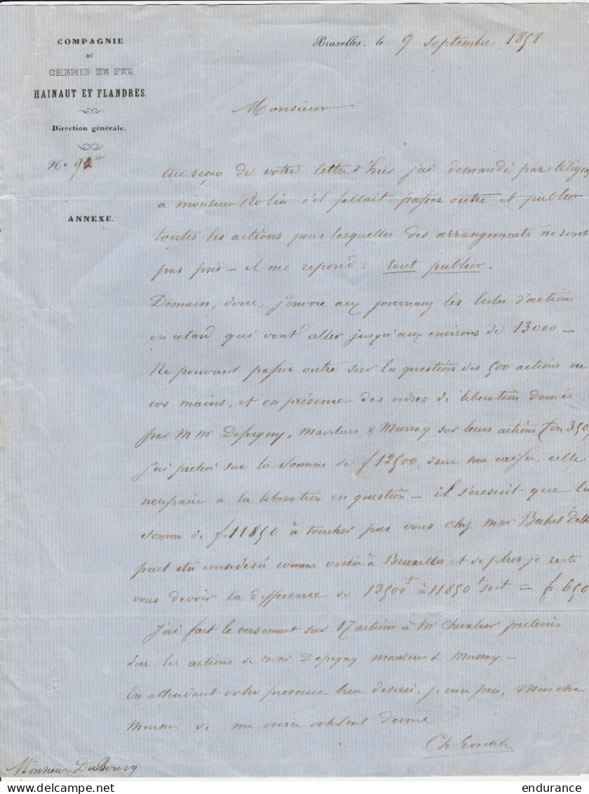 Lot 17 lettres Chemin de Fer Hainaut & Flandres de BRUXELLES, GAND et MONS pour PARIS - affr.N°7;8;…12A - entre 1852 et 
