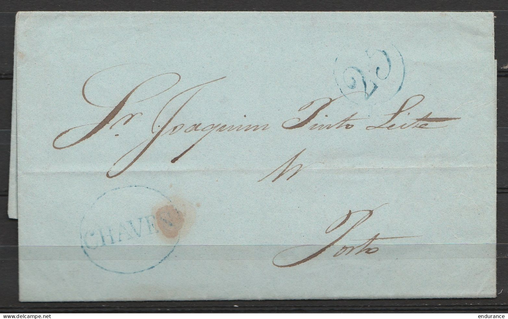 L. Datée 29 Avril 1848 De CHAVES Pour PORTO - Marque Ovale "CHAVES" - Port "25" Au Tampon (au Dos: Griffe Arrivée Encadr - ...-1853 Prephilately