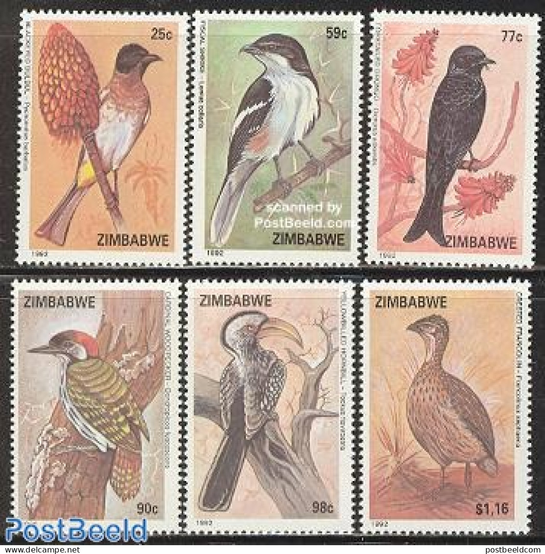 Zimbabwe 1992 Birds 6v, Mint NH, Nature - Birds - Woodpeckers - Zimbabwe (1980-...)