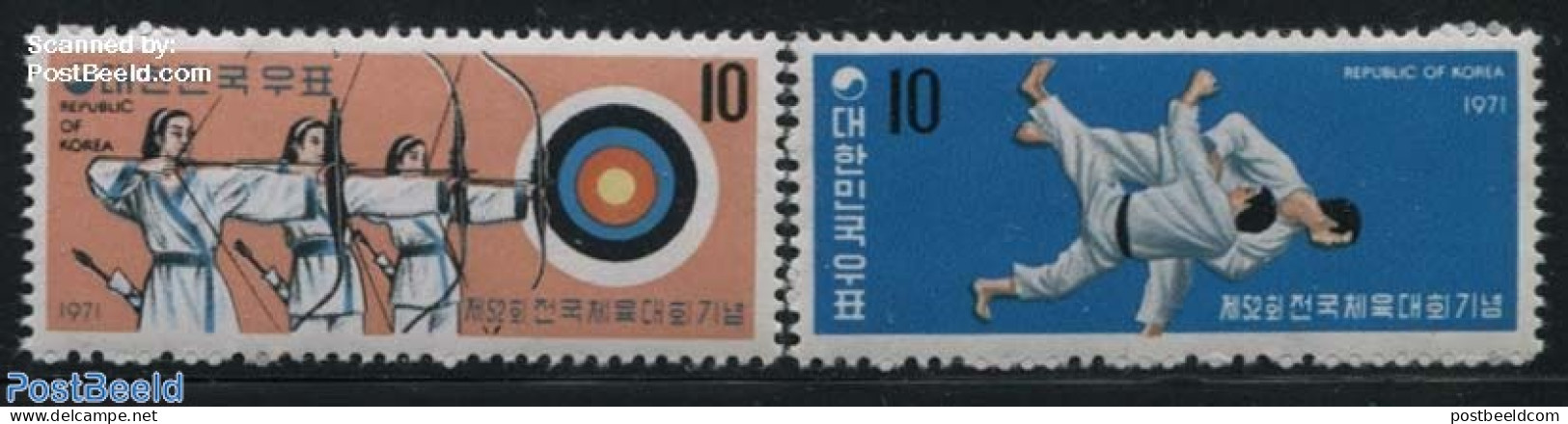Korea, South 1971 National Games 2v, Mint NH, Sport - Judo - Shooting Sports - Sport (other And Mixed) - Schieten (Wapens)