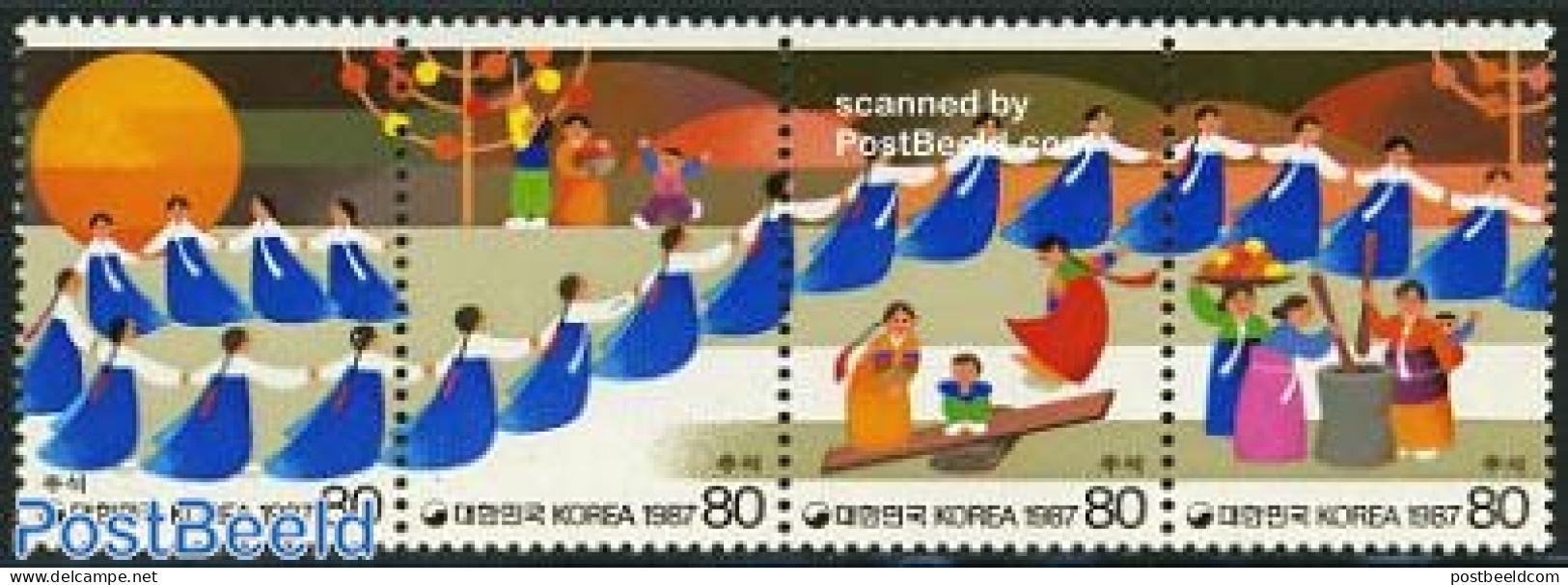 Korea, South 1987 Folklore 4v [:::], Mint NH, Various - Folklore - Corée Du Sud