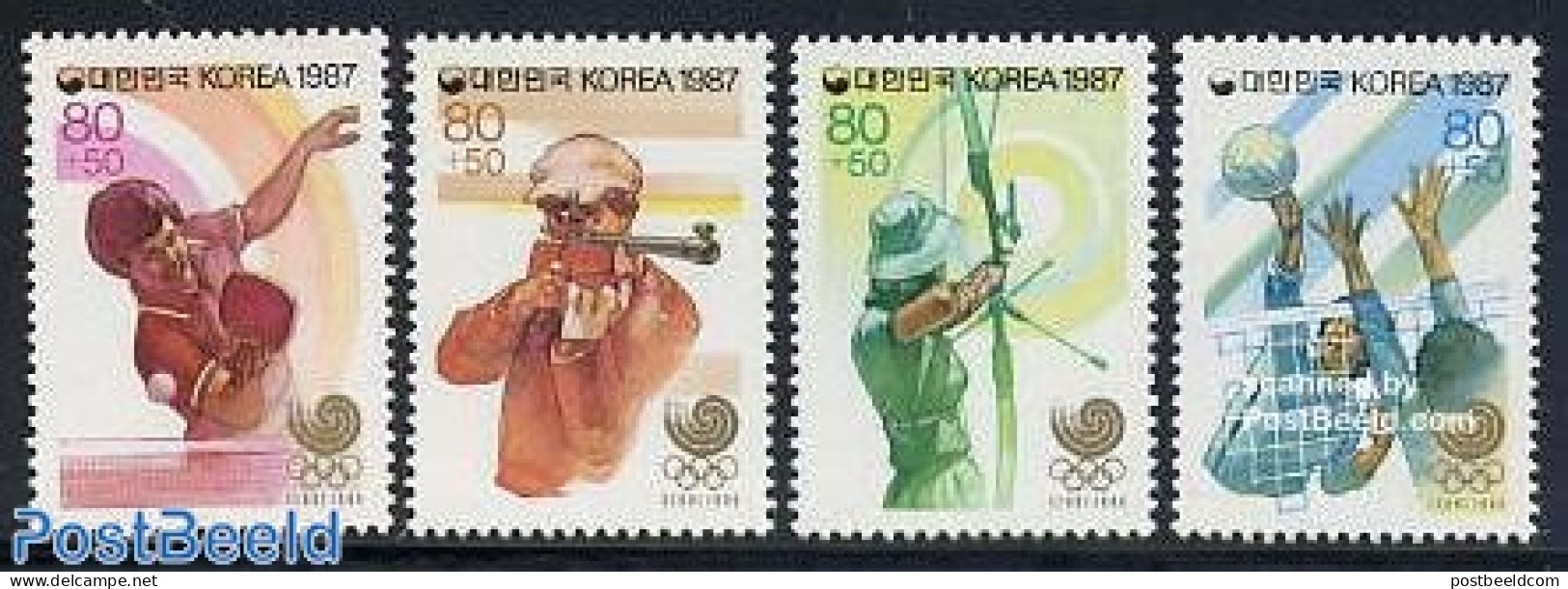 Korea, South 1987 Olympic Games 4v, Mint NH, Sport - Olympic Games - Shooting Sports - Table Tennis - Volleyball - Waffenschiessen