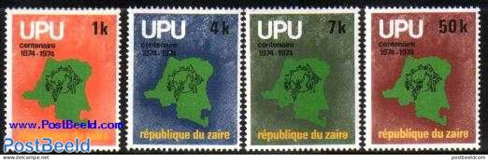Congo Dem. Republic, (zaire) 1976 UPU Centenary 4v, Mint NH, Various - U.P.U. - Maps - U.P.U.