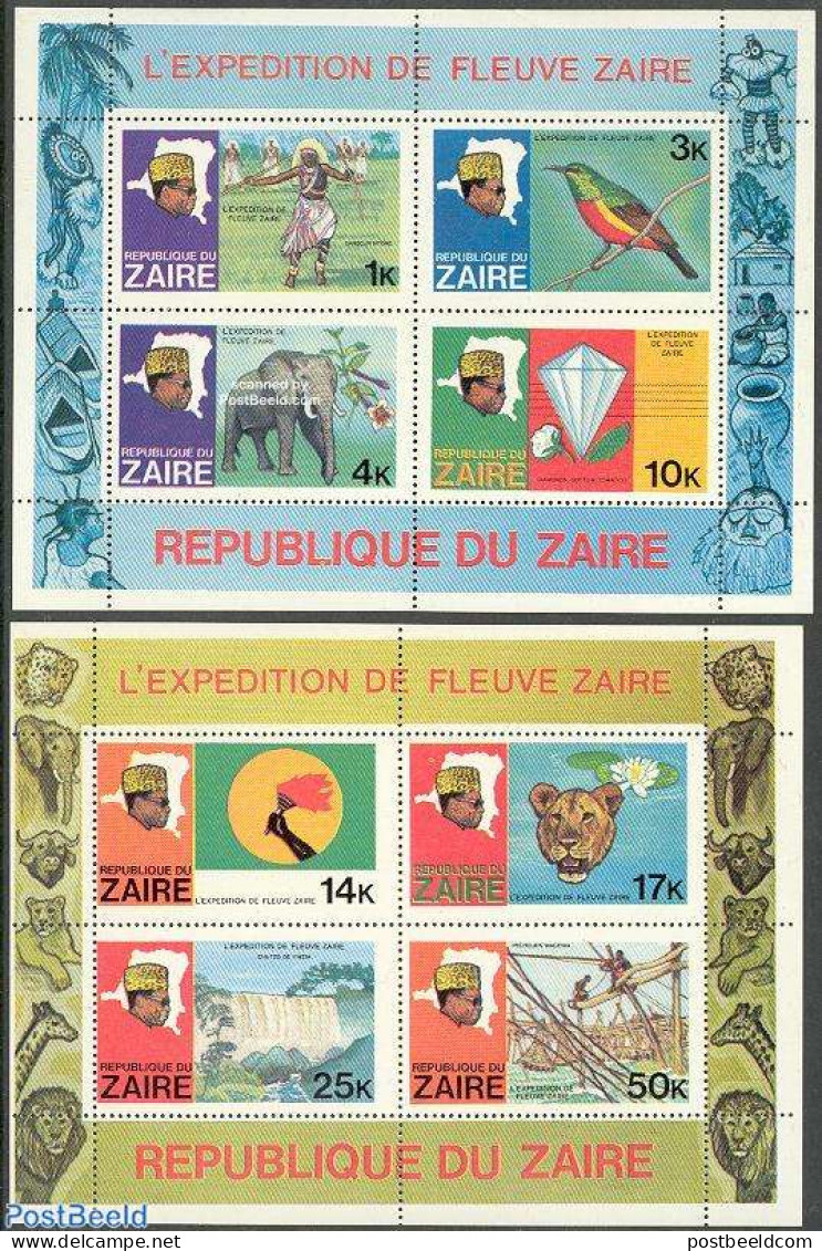 Congo Dem. Republic, (zaire) 1979 Zaire Expedition 2 S/s, Mint NH, History - Nature - Explorers - Geology - Elephants - Explorers
