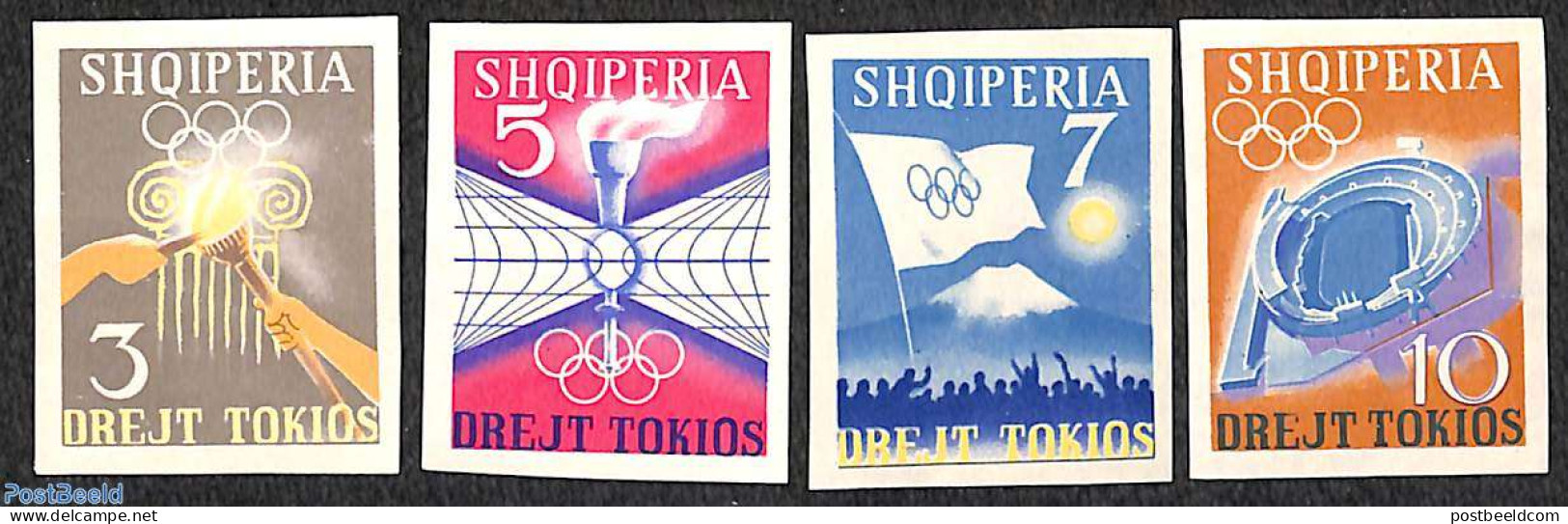 Albania 1964 Olympic Games Tokyo 4v Imperforated, Mint NH, Sport - Olympic Games - Albania