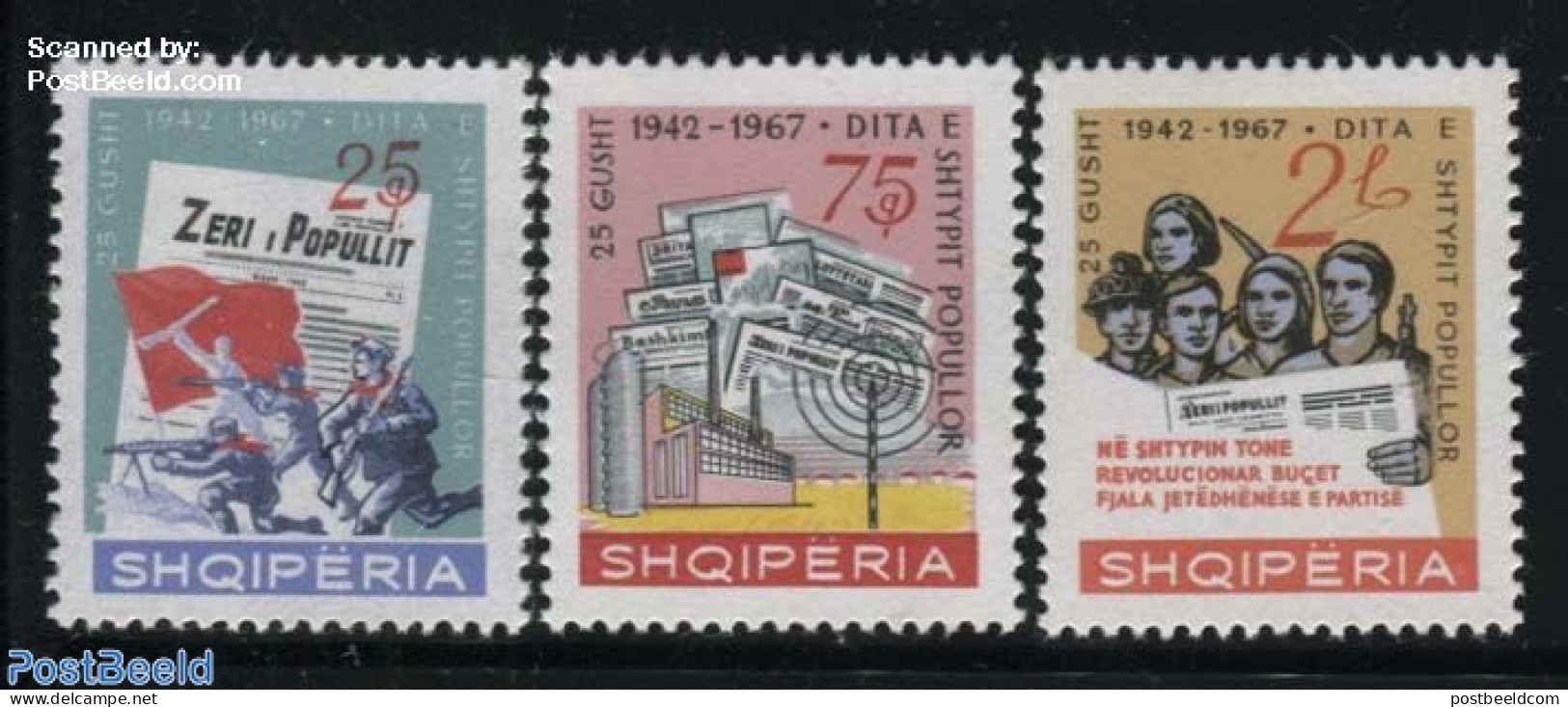 Albania 1967 Press 3v, Mint NH, History - Newspapers & Journalism - Albanie