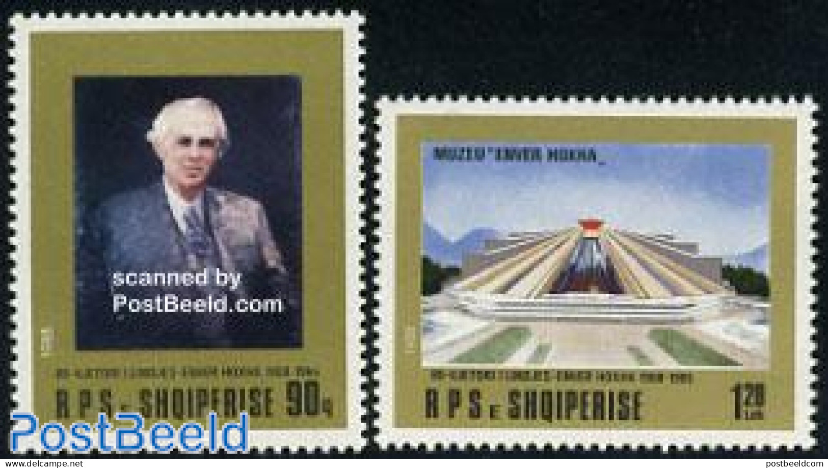 Albania 1988 Enver Hoxha 2v, Mint NH, History - Politicians - Art - Modern Architecture - Albanie