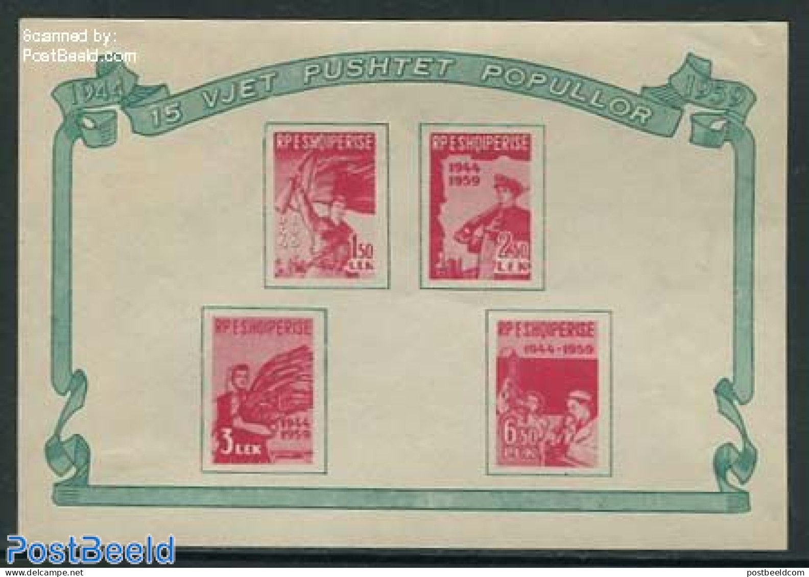 Albania 1959 Liberation Anniversary S/s, Mint NH, History - Science - Various - Militarism - Mining - Weights & Measur.. - Militaria