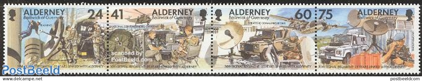 Alderney 1996 Signal Regiment 4v [:::], Mint NH, History - Science - Transport - Militarism - Telecommunication - Auto.. - Militaria