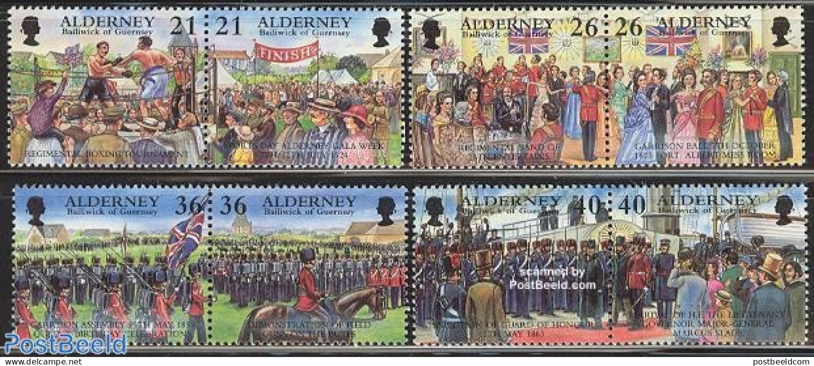 Alderney 2000 History 4x2v [:], Mint NH, History - Nature - Sport - Transport - History - Militarism - Horses - Boxing.. - Militaria