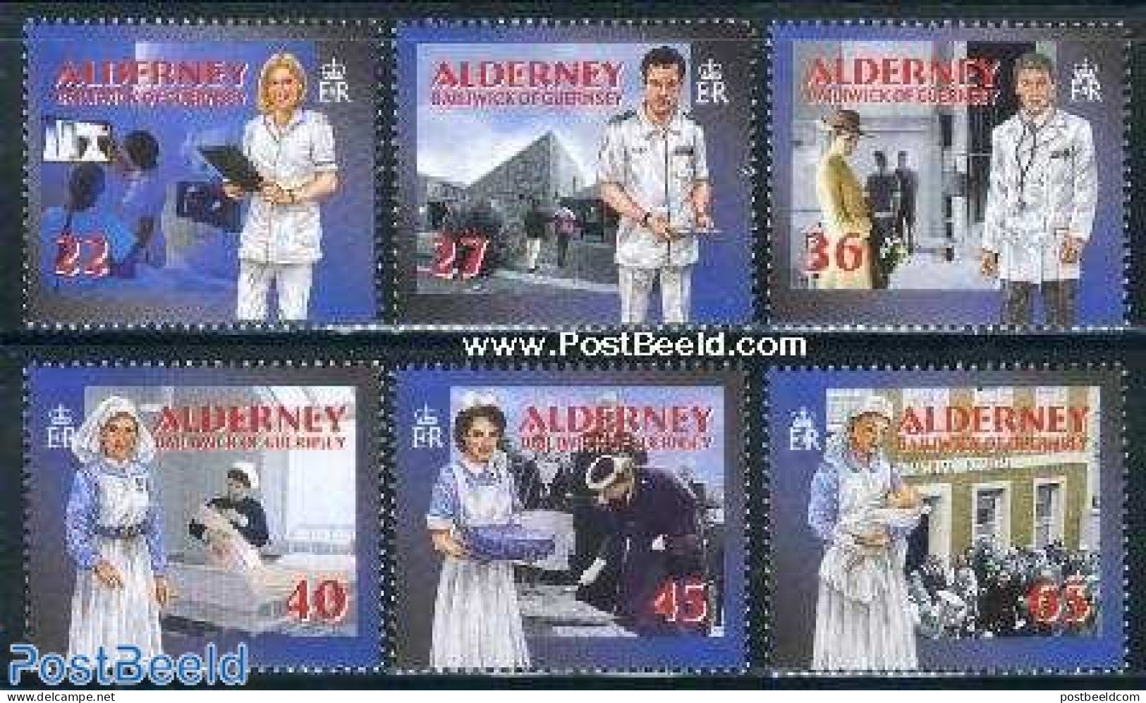 Alderney 2001 Health Care History 6v, Mint NH, Health - Health - Alderney