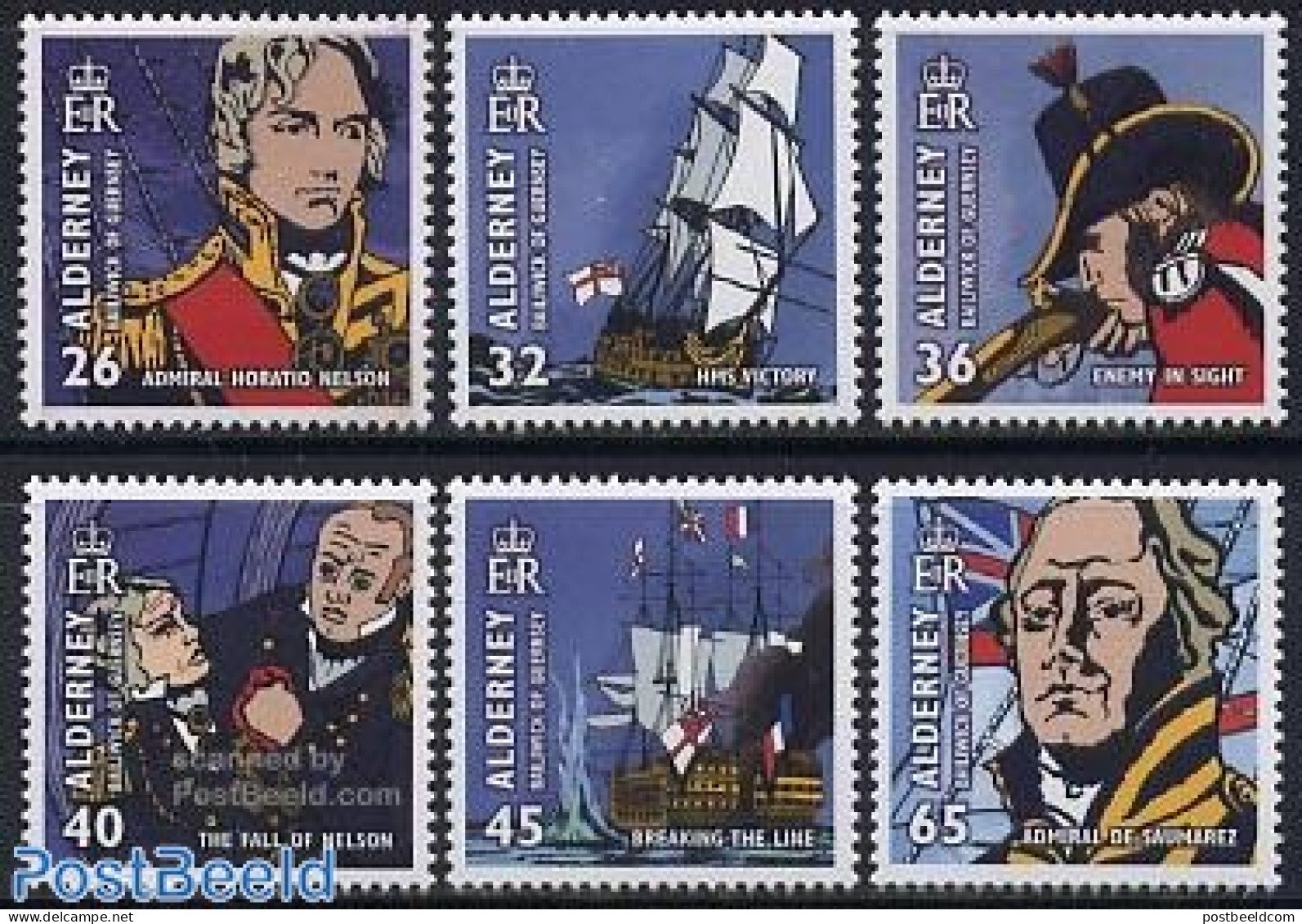 Alderney 2005 Battle Of Trafalgar 6v, Mint NH, History - Transport - Various - Flags - History - Ships And Boats - Uni.. - Ships