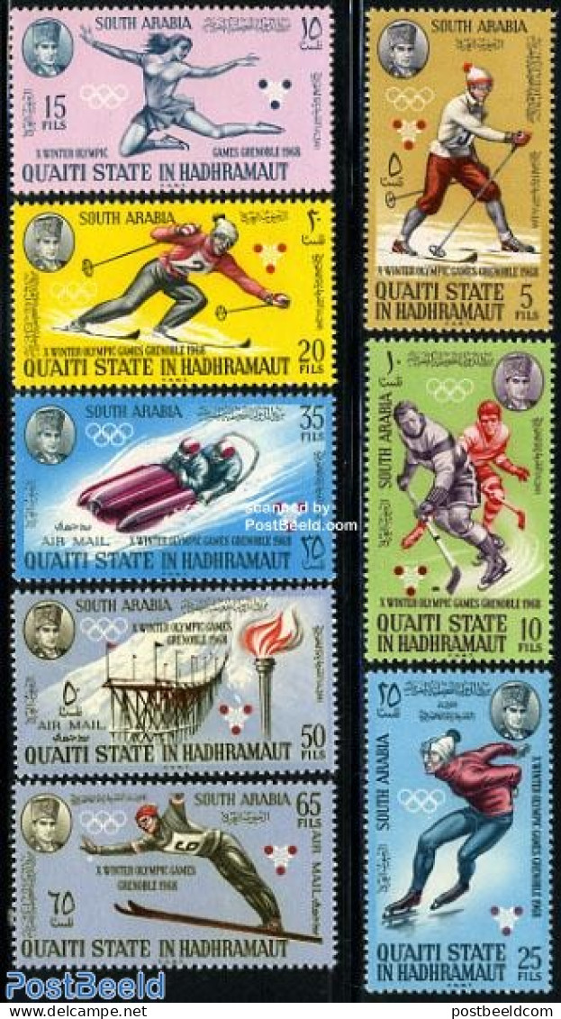 Aden 1967 Olympic Winter Games 8v, Mint NH, Sport - (Bob) Sleigh Sports - Ice Hockey - Olympic Winter Games - Skating .. - Winter (Other)