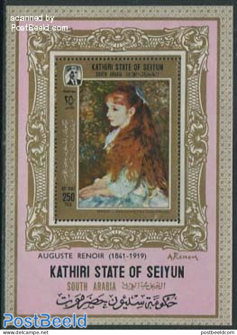 Aden 1967 Seiyun, Renoir Painting S/s, Mint NH, Art - Modern Art (1850-present) - Paintings - Sonstige & Ohne Zuordnung
