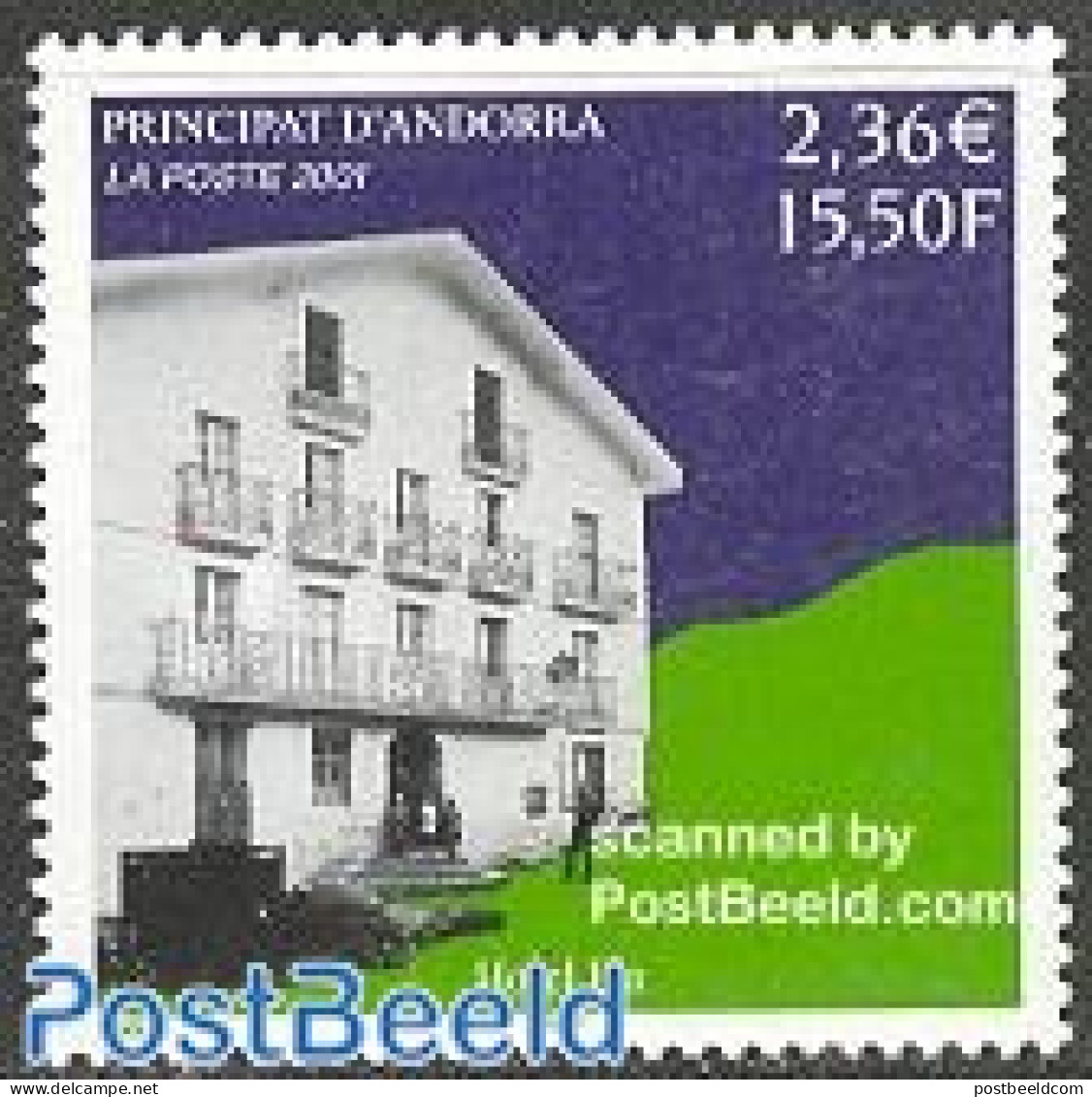 Andorra, French Post 2001 Hotel Pla 1v, Mint NH, Various - Hotels - Tourism - Art - Architecture - Neufs