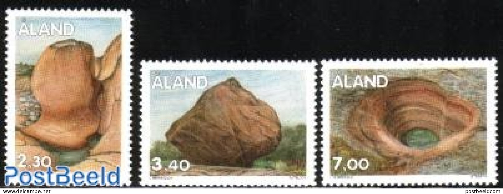Aland 1995 Rock Formations 3v, Mint NH, History - Geology - Aland