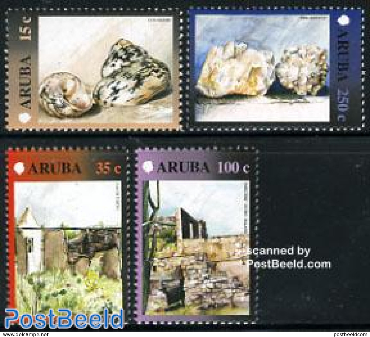 Aruba 2001 Definitives 4v, Mint NH, History - Nature - Geology - Shells & Crustaceans - Vie Marine