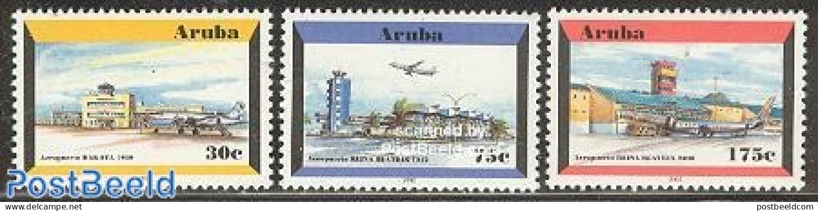 Aruba 2002 Airport 3v, Mint NH, Transport - Automobiles - Aircraft & Aviation - Voitures