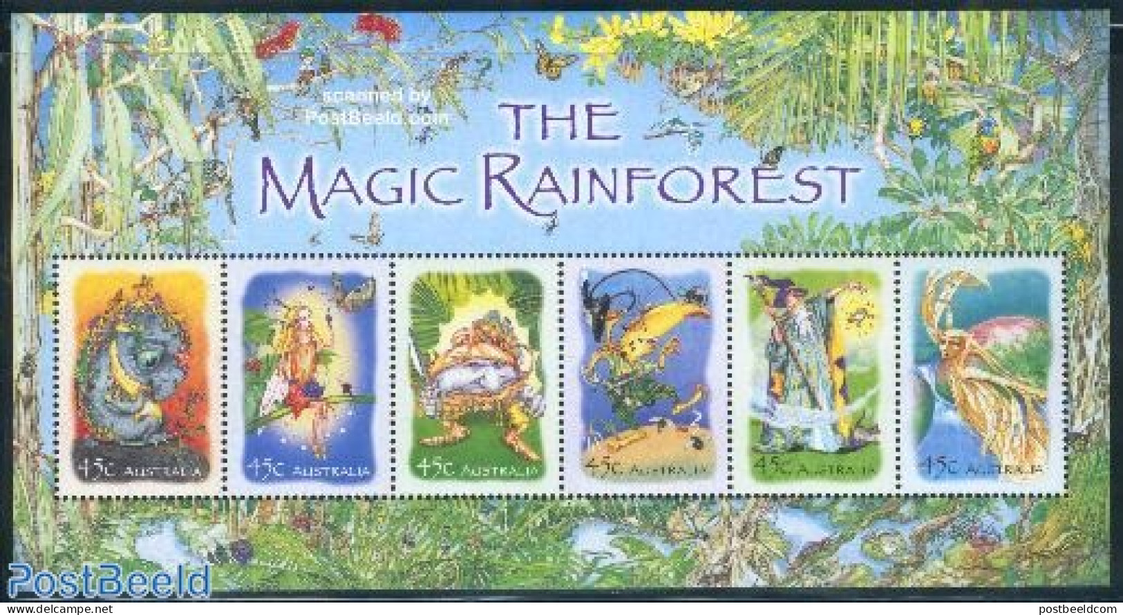 Australia 2002 Magic Rainforest S/s, Mint NH, Nature - Butterflies - Art - Fairytales - Nuevos