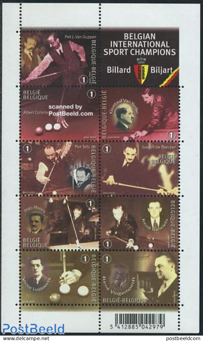 Belgium 2007 Billard Champions 9v M/s, Mint NH, Sport - Billiards - Sport (other And Mixed) - Neufs