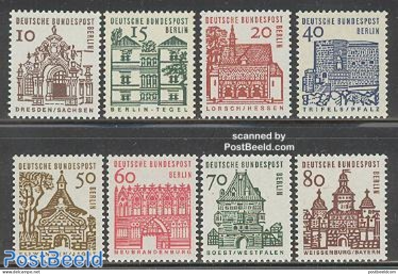 Germany, Berlin 1964 Definitives 8v, Mint NH, Art - Architecture - Castles & Fortifications - Unused Stamps