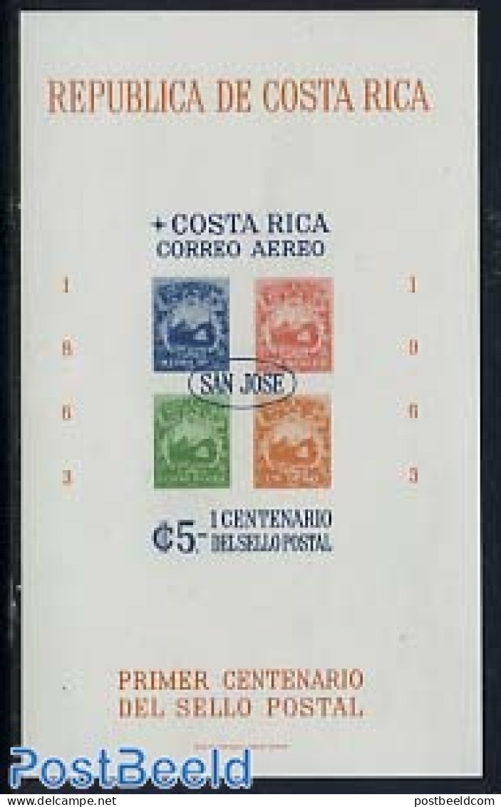 Costa Rica 1963 Stamp Centenary S/s Imperforated, Mint NH, 100 Years Stamps - Stamps On Stamps - Postzegels Op Postzegels