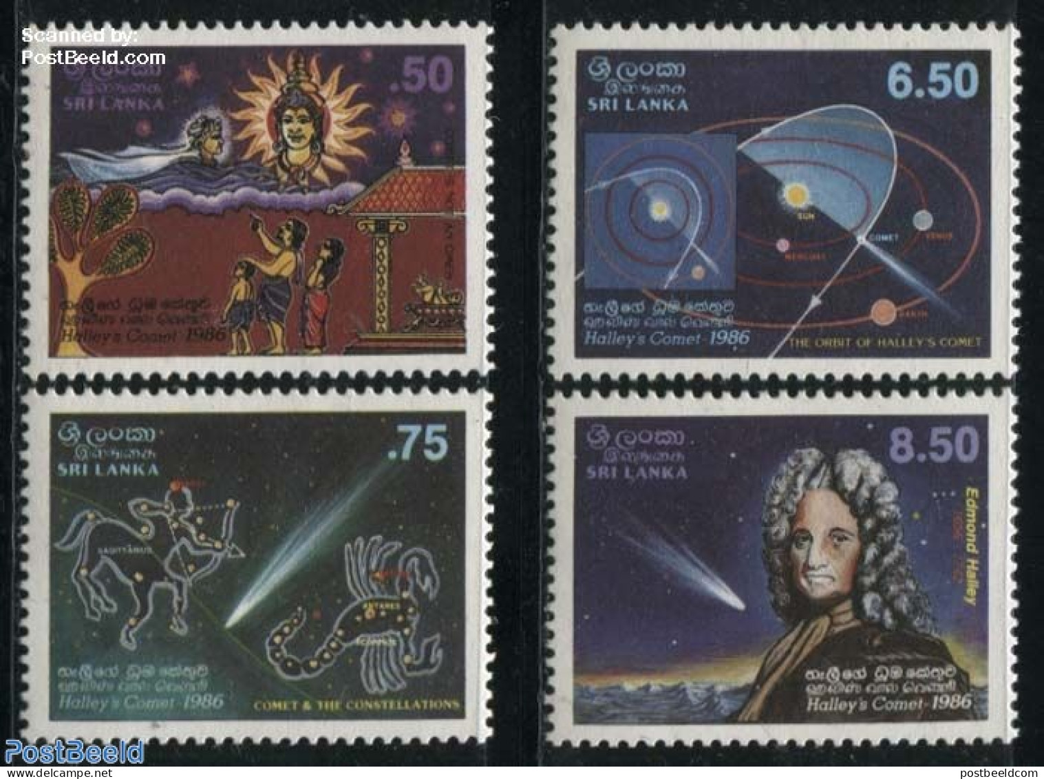 Sri Lanka (Ceylon) 1986 Halleys Comet 4v, Mint NH, Science - Astronomy - Halley's Comet - Astrologie