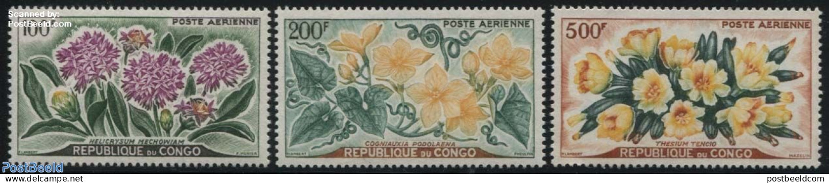 Congo Republic 1961 Flowers 3v, Mint NH, Nature - Flowers & Plants - Altri & Non Classificati