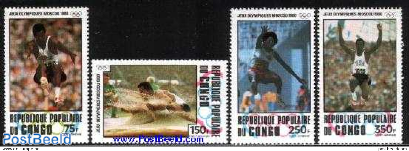 Congo Republic 1980 Olympic Games Moscow 4v, Mint NH, Sport - Athletics - Olympic Games - Athletics