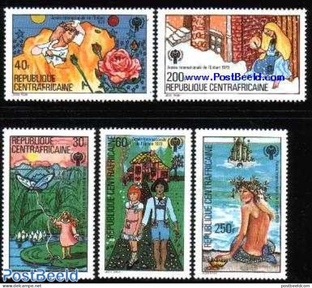 Central Africa 1979 Fairy Tales, Year Of The Child 5v, Mint NH, Nature - Various - Insects - Roses - Year Of The Child.. - Märchen, Sagen & Legenden