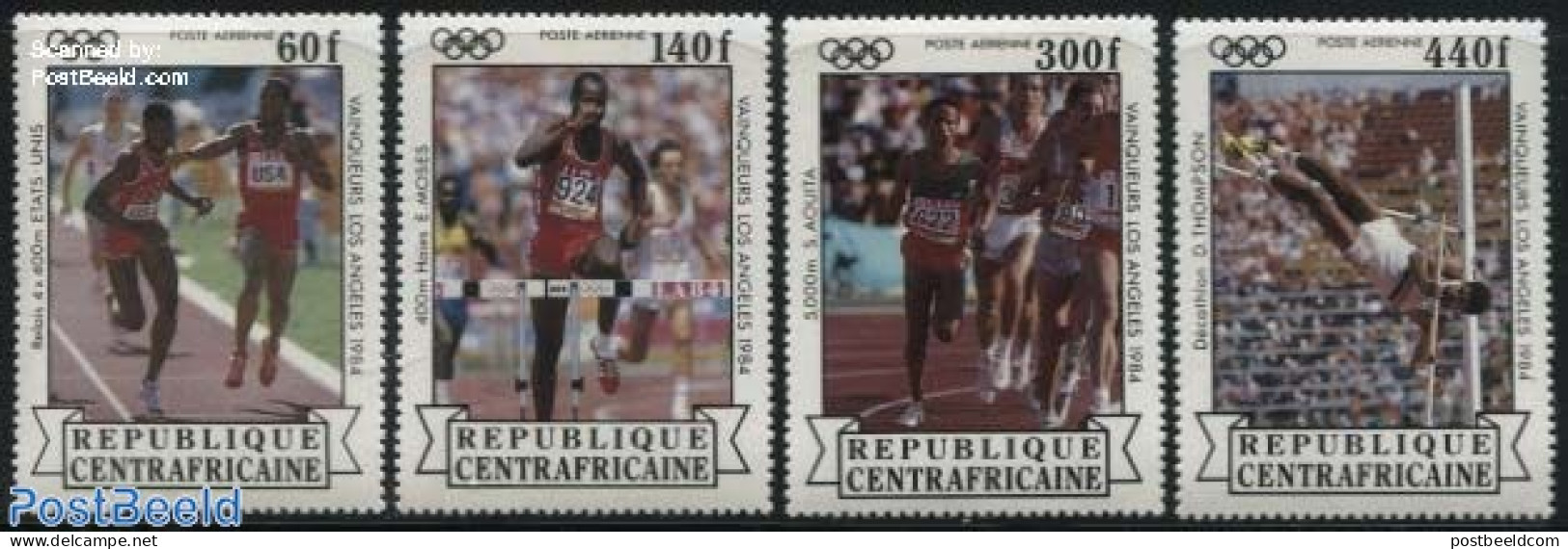 Central Africa 1985 Olympic Winners 4v, Mint NH, Sport - Athletics - Olympic Games - Athletics