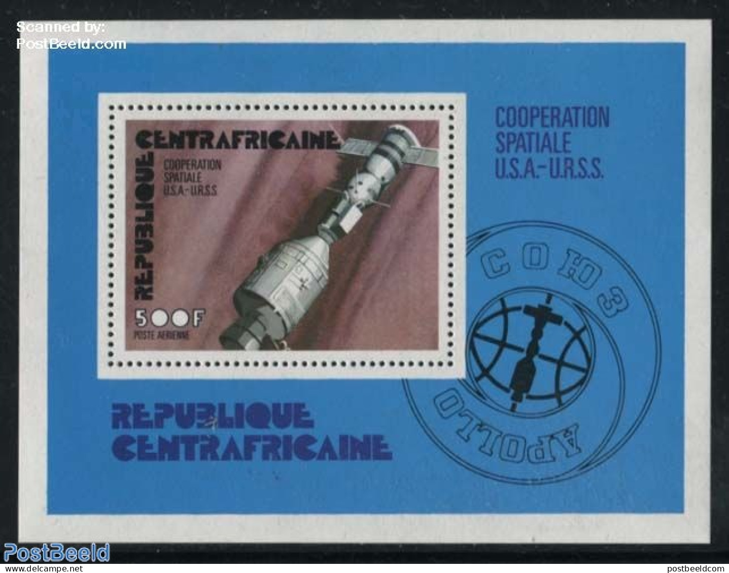 Central Africa 1976 Apollo-Soyuz S/s, Mint NH, Transport - Space Exploration - Centrafricaine (République)